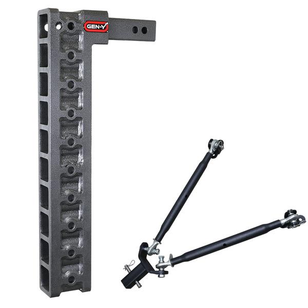 MEGA-DUTY 2'' Shank 22.2'' Drop 1.5K TW 10K Hitch & GH-0100 Stabilizer Kit-SPENCER TRAILER PARTS