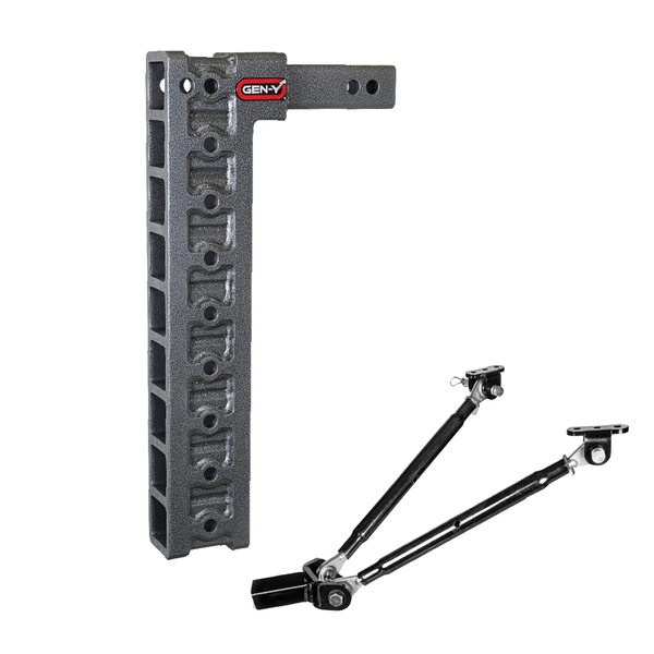 MEGA-DUTY 2'' Shank 20'' Drop 1.5K TW 10K Hitch & GH-0100 Stabilizer Kit-SPENCER TRAILER PARTS