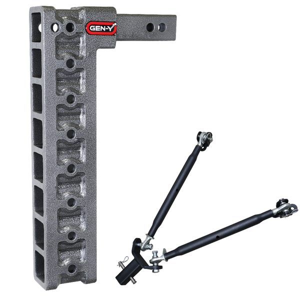 MEGA-DUTY 2'' Shank 17.5'' Drop 2K TW 16K Hitch & GH-0100 Stabilizer Kit-SPENCER TRAILER PARTS